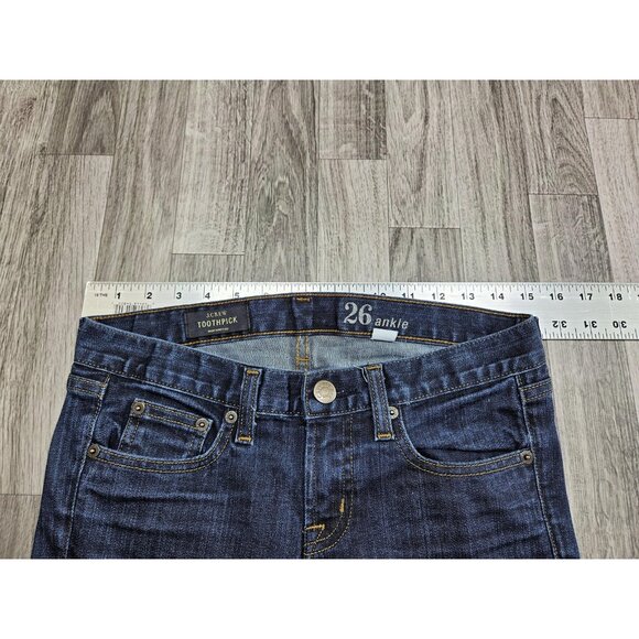 J Crew Toothpick Jeans Womens 26 Ankle Blue Skinny Stretch Denim Medium Wash - Picture 6 of 10